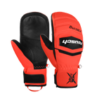Reusch Worldcup Warrior R-TEX® XT JR Race Mitten featuring a waterproof R-TEX® XT membrane, goatskin leather palm, reinforced race protection, and a junior-specific fit.