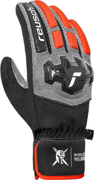 Reusch Worldcup Warrior R-TEX XT alpine race glove with composite knuckle protection, finger padding and digital goatskin palm.