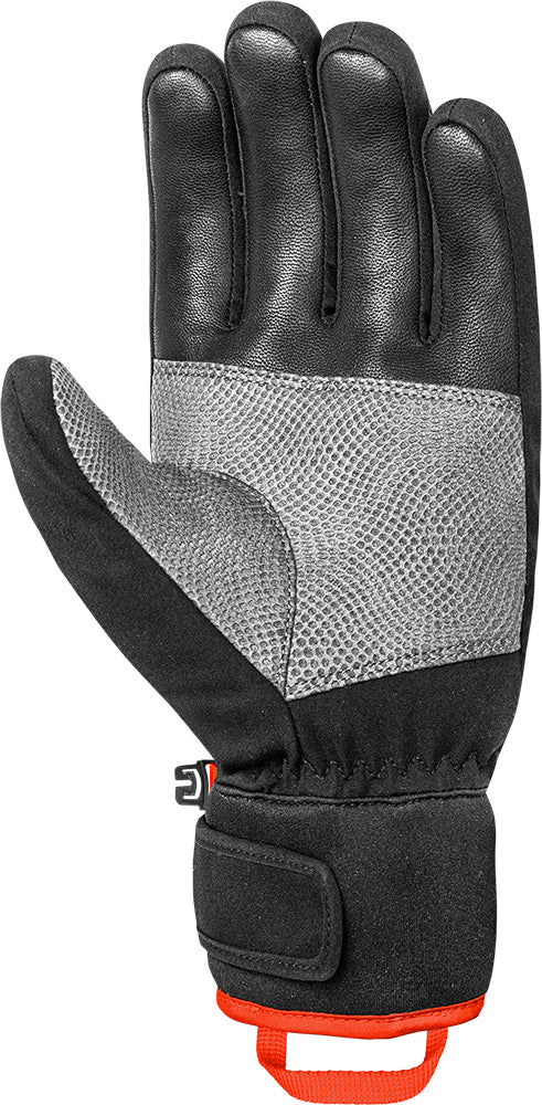Reusch Worldcup Warrior R-TEX XT alpine race glove with composite knuckle protection, finger padding and digital goatskin palm.