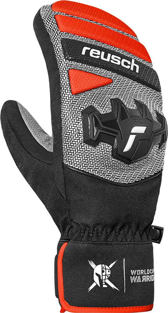 Reusch Worldcup Warrior R-TEX XT alpine race glove with composite knuckle protection, finger padding and digital goatskin palm.
