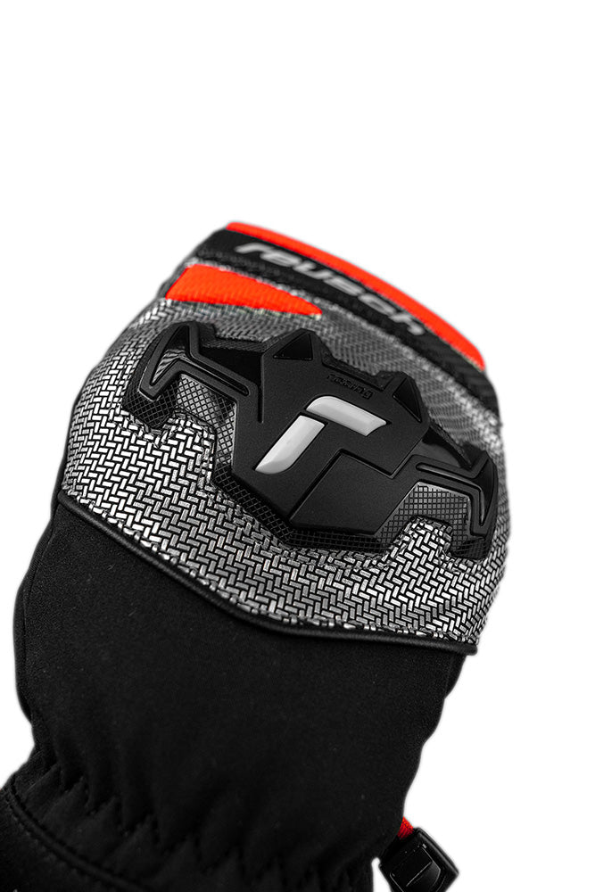 Reusch Worldcup Warrior R-TEX XT alpine race glove with composite knuckle protection, finger padding and digital goatskin palm.