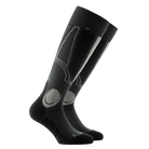 Anatomical L/R-specific Rohner Carving Socks featuring over-the-calf height, targeted shin and ankle cushion zones, footbed ventilation channels, and seamless toe knit construction.