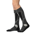 Anatomical L/R-specific Rohner Carving Socks featuring over-the-calf height, targeted shin and ankle cushion zones, footbed ventilation channels, and seamless toe knit construction.