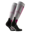 Anatomical L/R-specific Rohner Carving Socks featuring over-the-calf height, targeted shin and ankle cushion zones, footbed ventilation channels, and seamless toe knit construction.