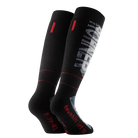 Navy Rohner Downhill Jet II Socks featuring targeted shin and malleolus pad zones, elastic arch/ankle support matrix, and seamless merino-blend knit construction.