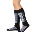 Navy Rohner Downhill Jet II Socks featuring targeted shin and malleolus pad zones, elastic arch/ankle support matrix, and seamless merino-blend knit construction.