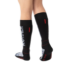 Navy Rohner Downhill Jet II Socks featuring targeted shin and malleolus pad zones, elastic arch/ankle support matrix, and seamless merino-blend knit construction.