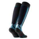Anatomical L/R-specific Rohner Ski Power Socks featuring full terry plush cushioning, piqué weave air channels, bioceramic yarn blend, and hand-linked seamless toe construction.