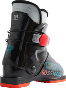 Rossignol Comp J1 JR Ski Boots in Black 2027 featuring a junior-specific fit, soft flex, and simple single-buckle closure for young beginner skiers.