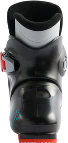 Rossignol Comp J1 JR Ski Boots in Black 2027 featuring a junior-specific fit, soft flex, and simple single-buckle closure for young beginner skiers.