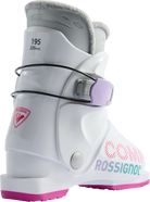 Rossignol Comp J1 JR Ski Boots in White 2027 featuring a junior-specific fit, soft flex, and simple single-buckle closure for young beginner skiers.