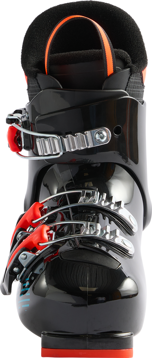 Rossignol Comp J3 JR Ski Boots in Black 2027 featuring a junior-specific fit, three-buckle closure, forgiving flex, and supportive construction.