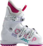Rossignol Comp J3 JR Ski Boots in White 2027 featuring a junior-specific fit, three-buckle closure, forgiving flex, and supportive construction.