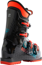 Rossignol Comp J4 JR Ski Boots in Black 2027 featuring a junior-specific fit, four-buckle closure, forgiving flex, and supportive construction.