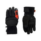 Front view of black Rossignol Hero R-Shell Dry Ski Gloves featuring an Imp'R waterproof membrane, low-bulk synthetic insulation, pre-curved fingers, reinforced palms, and an adjustable neoprene cuff.