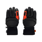 Front view of black Rossignol Hero R-Shell Dry Ski Gloves featuring an Imp'R waterproof membrane, low-bulk synthetic insulation, pre-curved fingers, reinforced palms, and an adjustable neoprene cuff.
