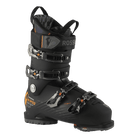 A black Rossignol HI SPEED Pro 110 MV ski boot designed for high-performance control and comfort, featuring multiple buckles and a sturdy design.
