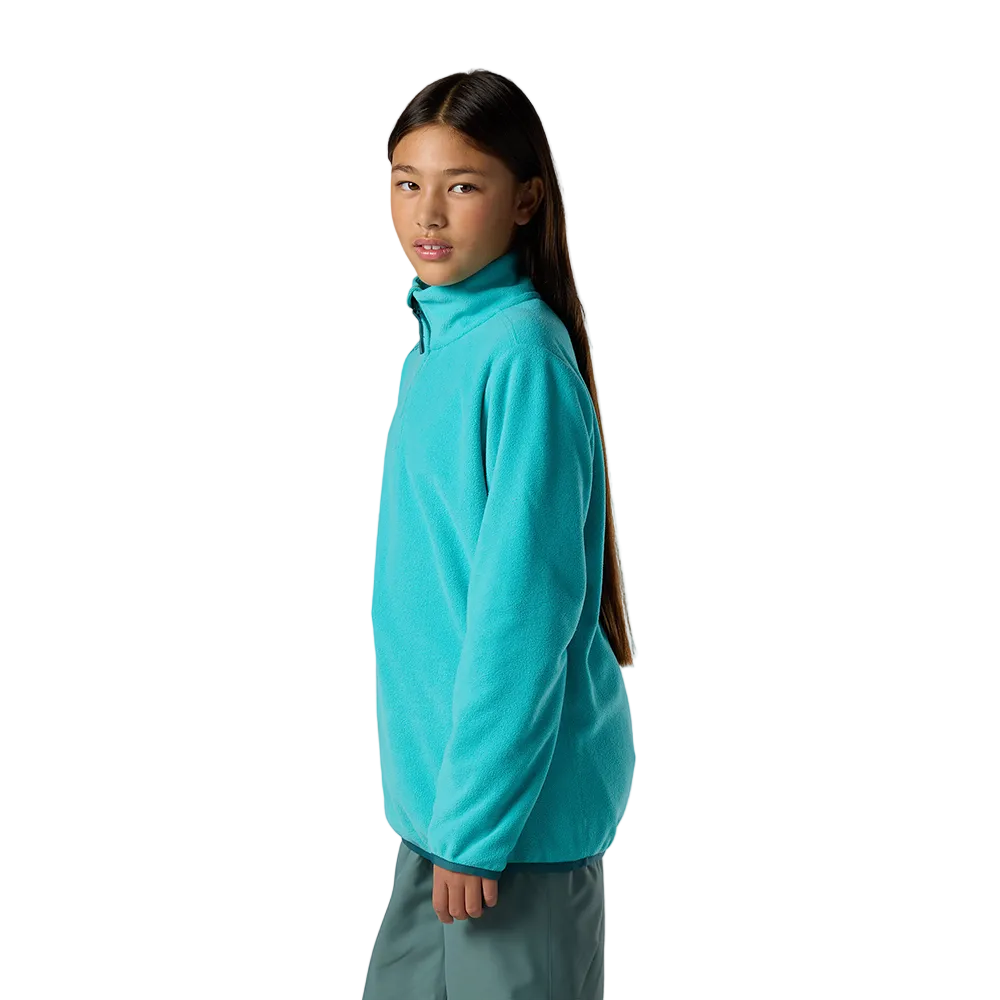 Side view of a baltic Rossignol Jr 1/4 Zip Polar Fleece featuring high-density microfleece construction, deep 1/4 zip front closure, and an ergonomic stand-up collar.