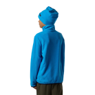 Rear view of a blazing blue Rossignol Jr 1/4 Zip Polar Fleece featuring high-density microfleece construction, deep 1/4 zip front closure, and an ergonomic stand-up collar.