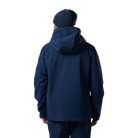 Front view of a dark navy Rossignol Men’s 4WS Blackside Insulated Jacket featuring four-way stretch waterproof membrane fabric, synthetic insulation, helmet-compatible hood, and underarm pit vents.