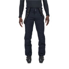  A man wearing a pair of black Rossignol Men's Blackside Ski Pants that are waterproof, breathable, stretchable, and insulated.