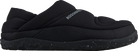 Front view of a black Rossignol Men’s Chalet Shoes featuring a water-resistant insulated upper, slip-on design with heel pull tab, cushioned EVA midsole, and high-grip rubber outsole.
