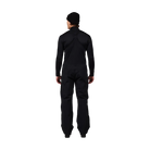 Rear view of black Rossignol Men’s Outerlimits Insulated Bib Pants featuring high-chest bib construction, waterproof membrane fabric, adjustable shoulder suspenders, zippered thigh vents, integrated boot gaiters, and reinforced hem scuff guards.