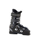 A black and white Rossignol Speed 80 HV+ men's ski boot that features a wide 104mm last and sturdy construction.