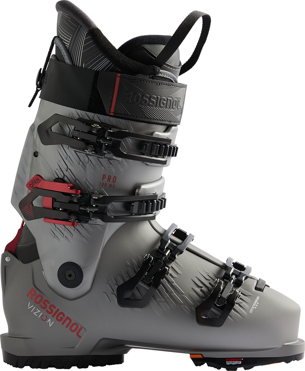 Rossignol Vizion 4B 100 Pro MV GW Ski Boots 2027 featuring Step In technology, 100 flex, 100 mm medium-volume fit, and GripWalk soles.