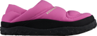 Side view of a pink Rossignol Women’s Chalet Shoes featuring a water-resistant insulated upper, slip-on stretch cuff with heel pull tab, cushioned EVA midsole, and high-traction rubber outsole.