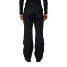 Rear view of black Rossignol Women’s Insulated Ski Pants featuring waterproof membrane fabric, synthetic insulation, adjustable waist tabs, integrated boot gaiters, and reinforced hem scuff guards.