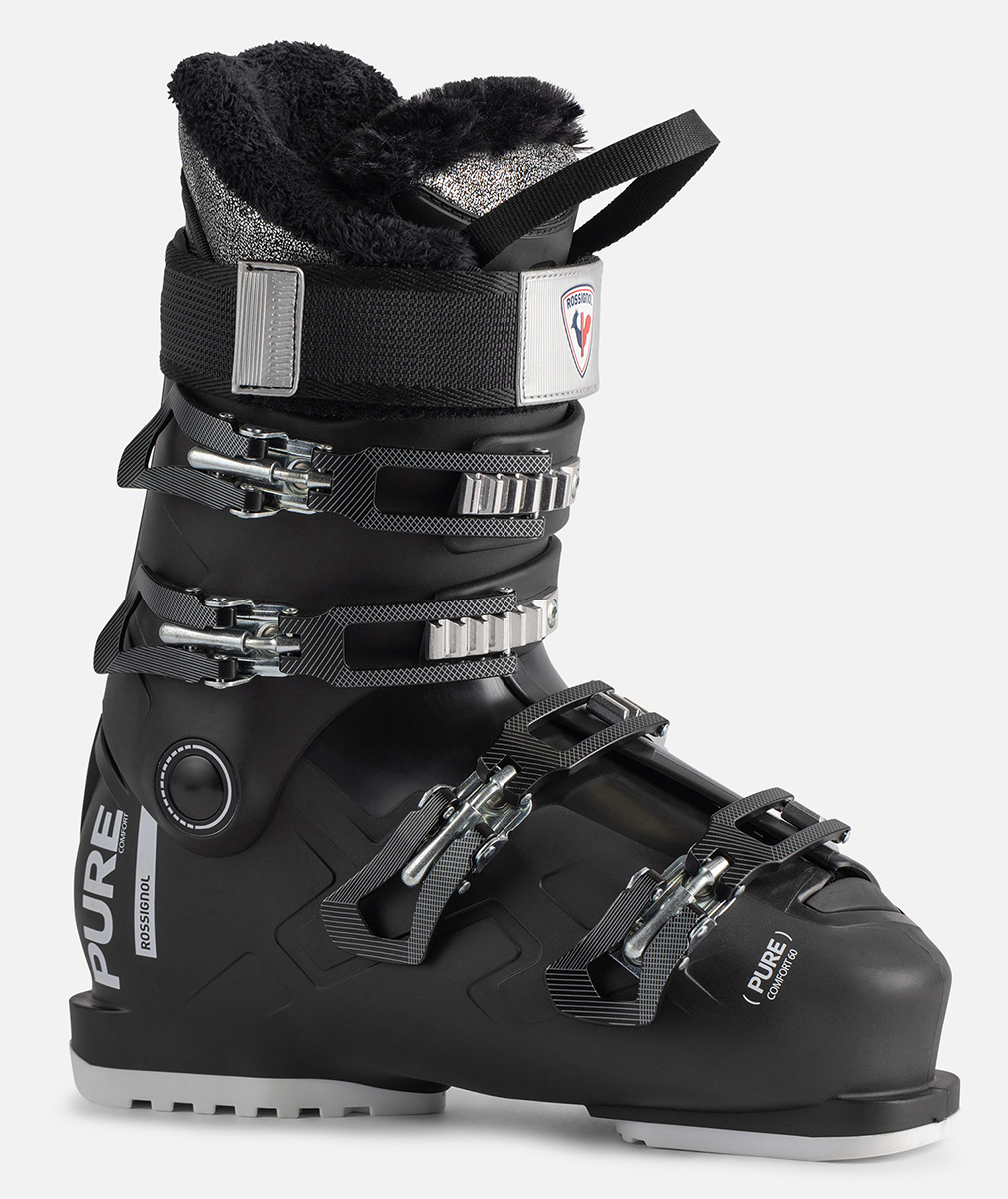 Rossignol Women's Pure Comfort 60 Ski Boots 2027 featuring a 104 mm high-volume fit, 60 flex, four-buckle closure, and insulated liner.