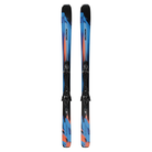 A pair of black and blue Salomon E Stance 84 R Skis that are designed for all-mountain terrain.