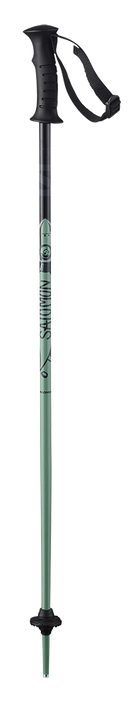 A black/green Kaloo Junior Ski Pole that is lightweight and designed for kids.