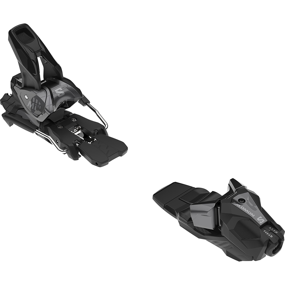 A black Salomon Mi12 Binding that features GripWalk compatibility.