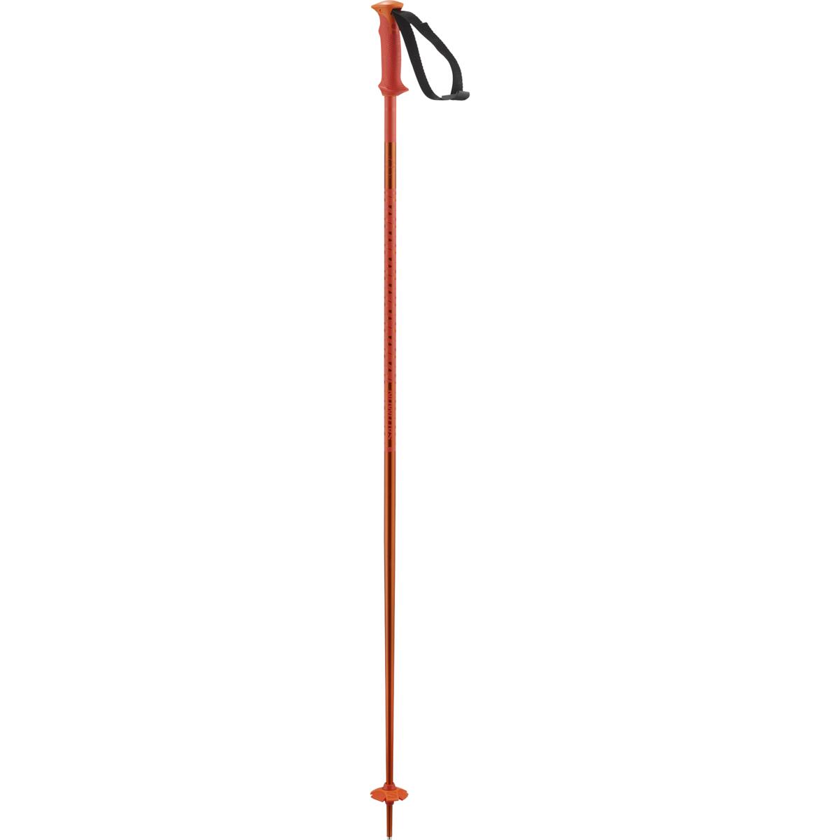An orange Salomon Polar Ski Pole that features a durable and light weight aluminum shaft as well as an all-mountain basket.