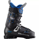A black Salomon S/Pro Alpha 120 ski boot with blue strap and detailing.