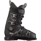 A black Salomon S/Pro MV 100 ski boot designed for all-mountain use. The image shows the side profile of the boot highlighting its sturdy build and multiple buckle closures.