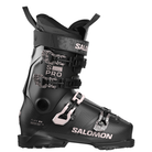 A black Salomon S/Pro 85 W ski boot that is designed for women and features an 85 flex rating and a medium-volume fit.
