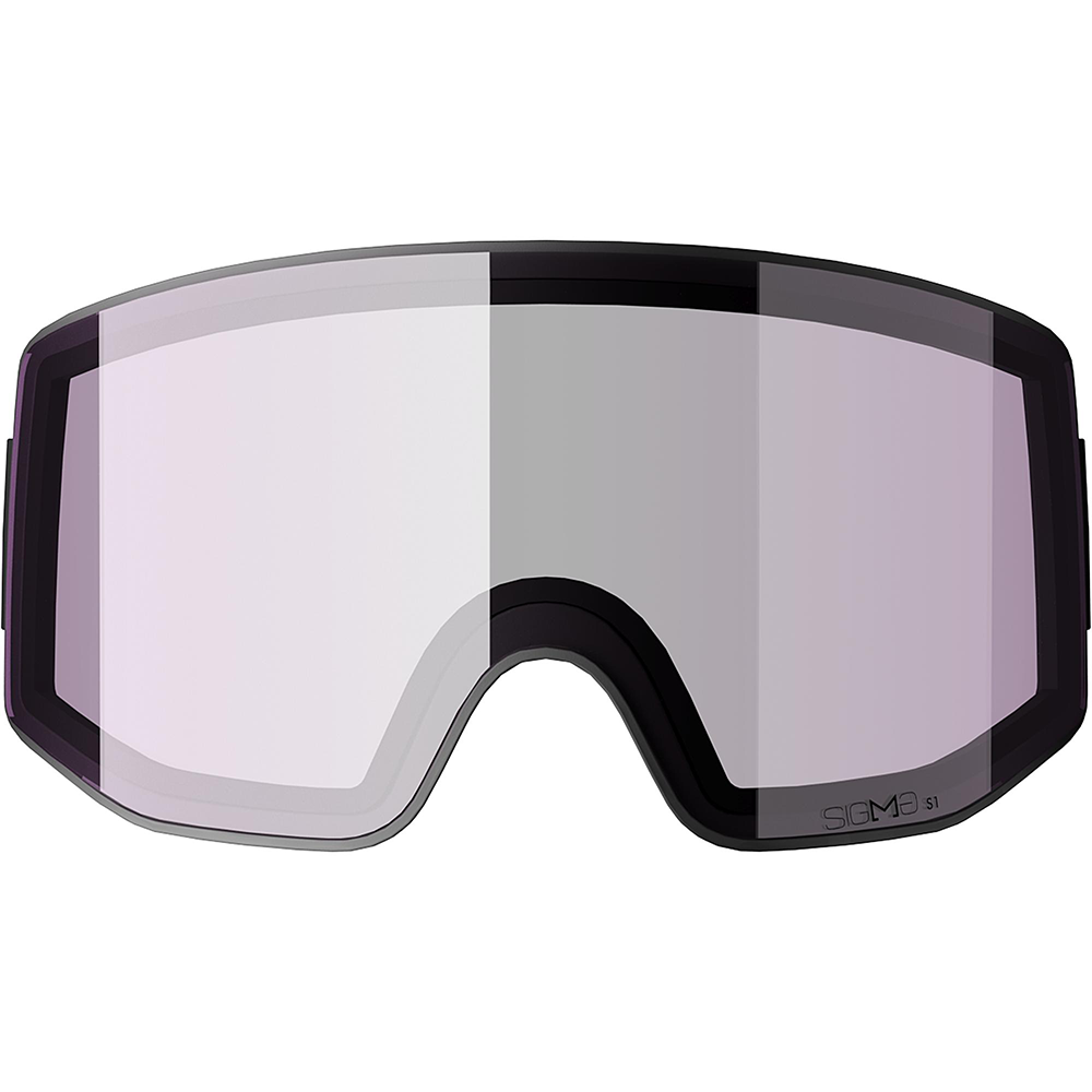 A clear Salomon Sentry Prime Sigma Lens that is designed to be used during low-light skiing conditions.