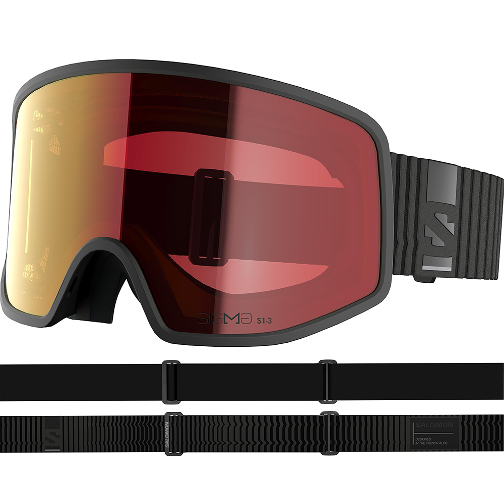 A pair of black Salomon Sentry Pro OTG ski goggles that feature a photochromic lens and are designed to fit over glasses.
