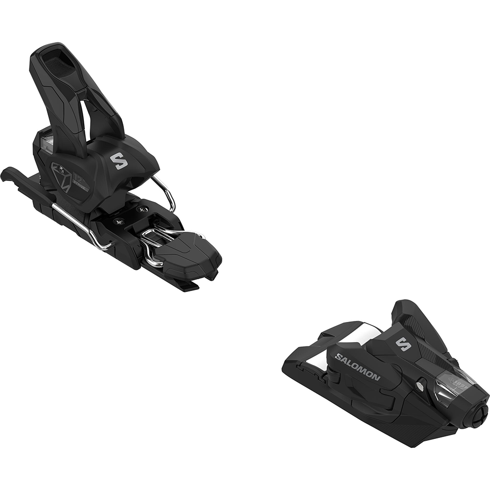 A pair of black Salomon Strive 12 bindings that are GripWalk compatible.
