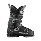 A black Salomon S/PRO ALPHA 80 women's ski boot with adjustable buckles and branding on the side.