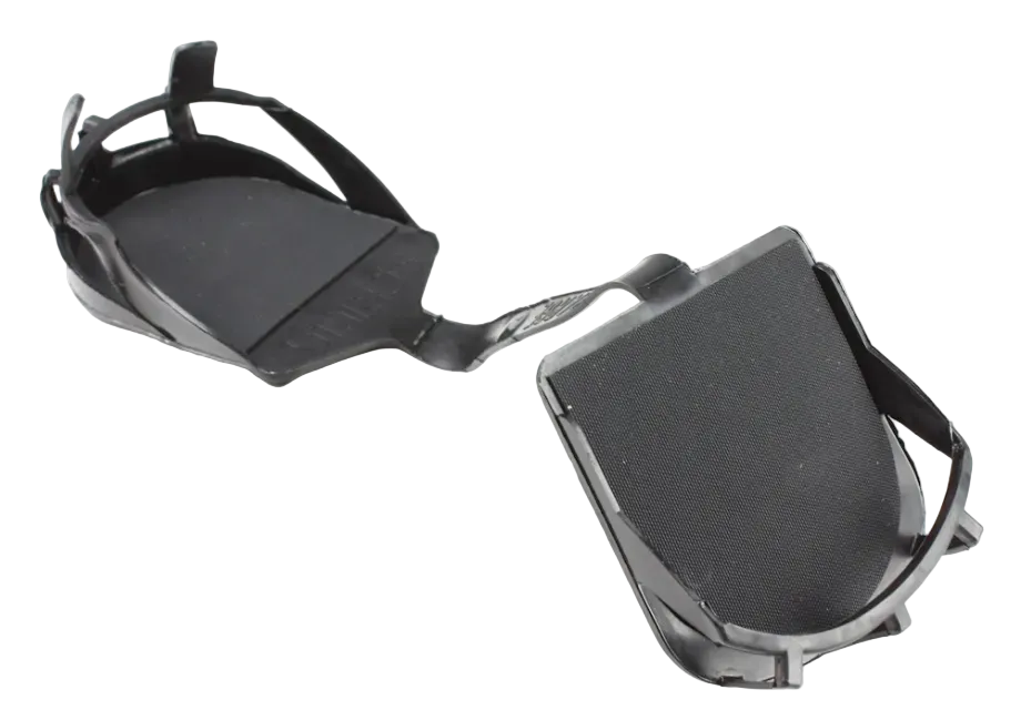 Seirus Cat Tracks in black showing flexible cold-resistant rubber construction, high-traction tread pattern, contoured heel-and-toe boot lug grips, and compact rollable design.
