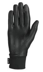 A black and grey Seirus Soundtouch Heatwave Glove Liner that is designed for use with touchscreens and will keep hands warm in winter conditions.