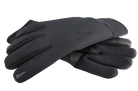 Black Seirus Men’s Xtreme Soundtouch All Weather Glove featuring a form-fitting 4-way stretch fabric shell, waterproof/breathable membrane, touchscreen-compatible Soundtouch fingertips, fleece lining, fitted stretch cuff, side pairing clip, and Seirus logo printed on the back of the hand.