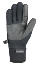 A black Seirus Women's Xtreme Soundtouch All Weather Glove that are lightweight, low-bulk, breathable, and waterproof.