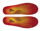 Sidas 3feet Eco Winter High Insoles showing contoured high-arch 3D EVA structure, 100% recycled woven polyester top cover, Evamic Insulated thermal layer, and low-profile heel cushioning pad.
