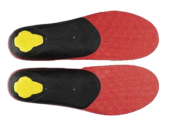 Sidas 3feet Eco Winter High Insoles showing contoured high-arch 3D EVA structure, 100% recycled woven polyester top cover, Evamic Insulated thermal layer, and low-profile heel cushioning pad.
