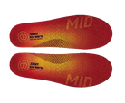 Sidas 3feet Eco Winter Mid Arch Insoles showing contoured mid-arch 3D EVA structure, 100% recycled woven polyester top cover, Evamic Insulated thermal layer, and low-profile heel cushioning pad.